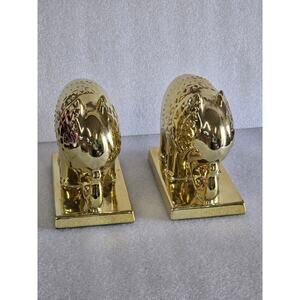 Jonathon Adler Happy Chic RARE Gold Elephant Bookends EUC